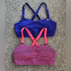🔥2 for 1! Under Armour Purple Sports Bra and Coral Striped Sports Bra